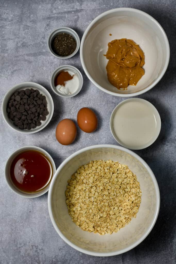 Ingredients for Chocolate Peanut Butter Baked Oatmeal