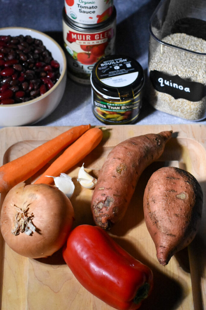 Ingredients for Sweet Potato Quinoa chili